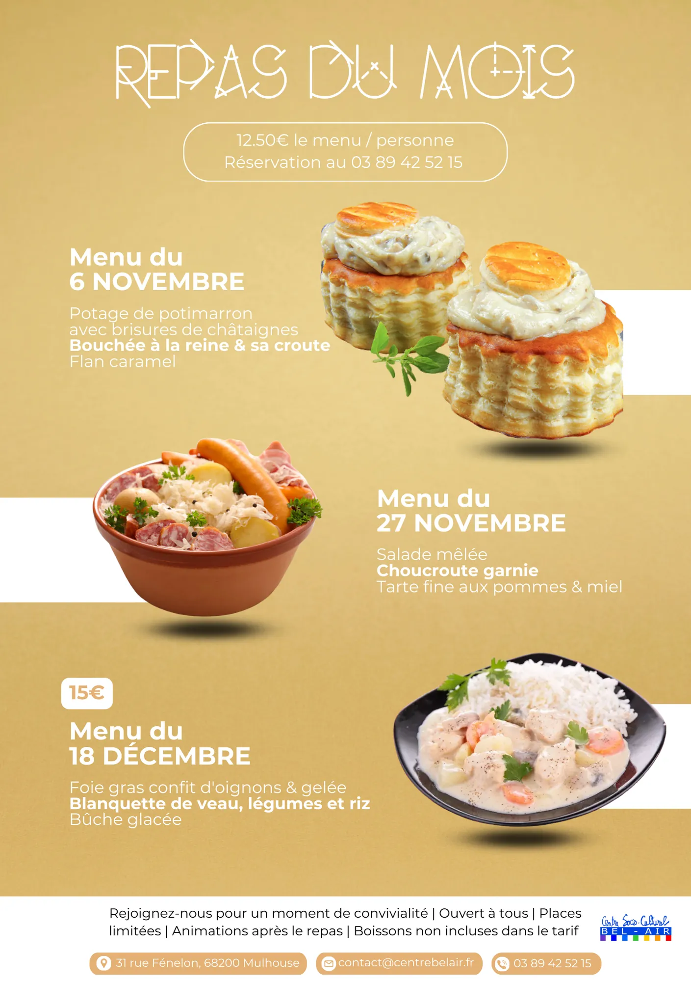 repas du mois, restaurant, menu